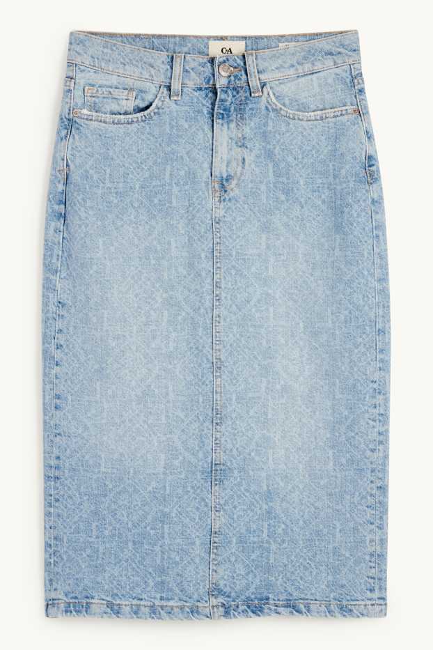 Women - Denim skirt - patterned - denim-light blue