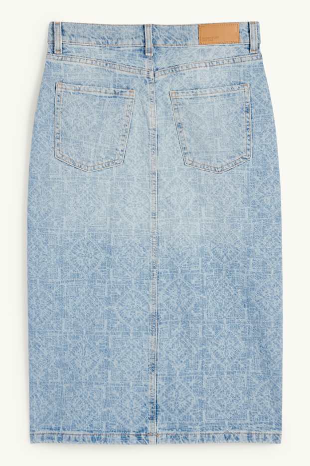 Women - Denim skirt - patterned - denim-light blue