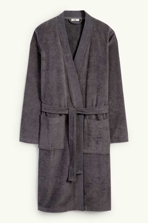 Heren - Badstof badjas - donkergrijs