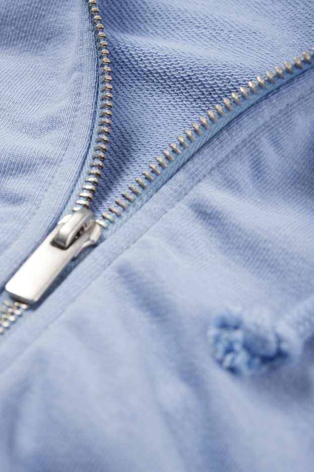 Femmes - Sweat zippé en molleton court avec capuche - bleu