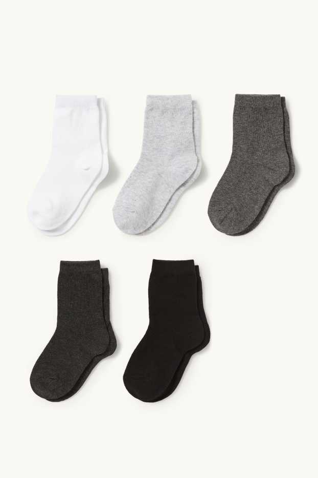 Kinder Buben - Multipack 5er - Socken - weiß / schwarz