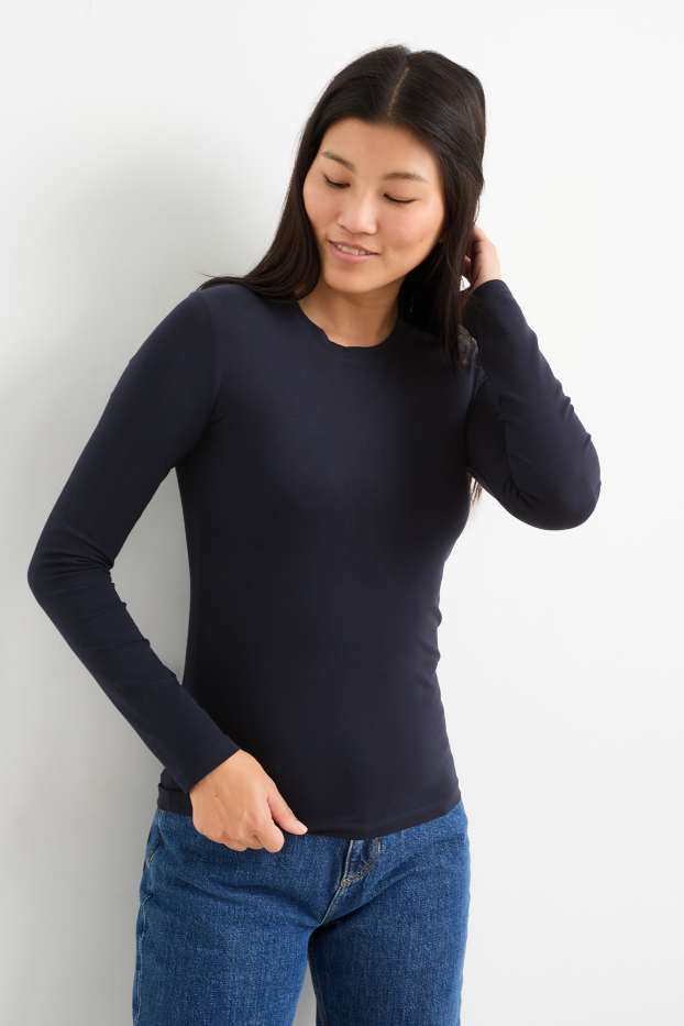 Donna - Maglia a maniche lunghe basic - blu scuro