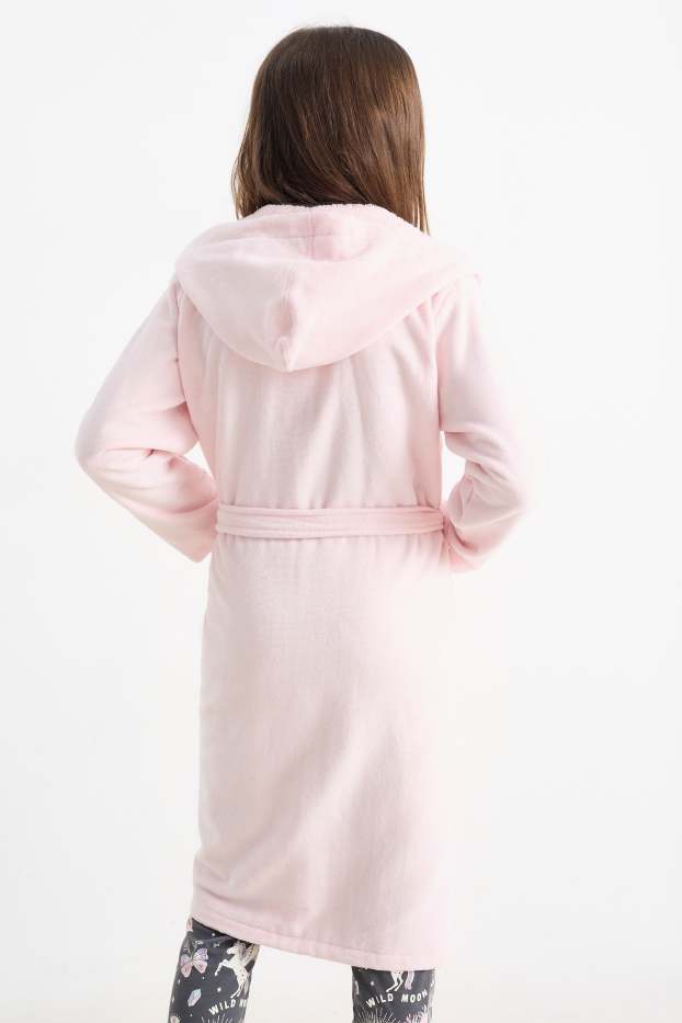 Enfants filles - Peignoir en éponge avec capuche - rose