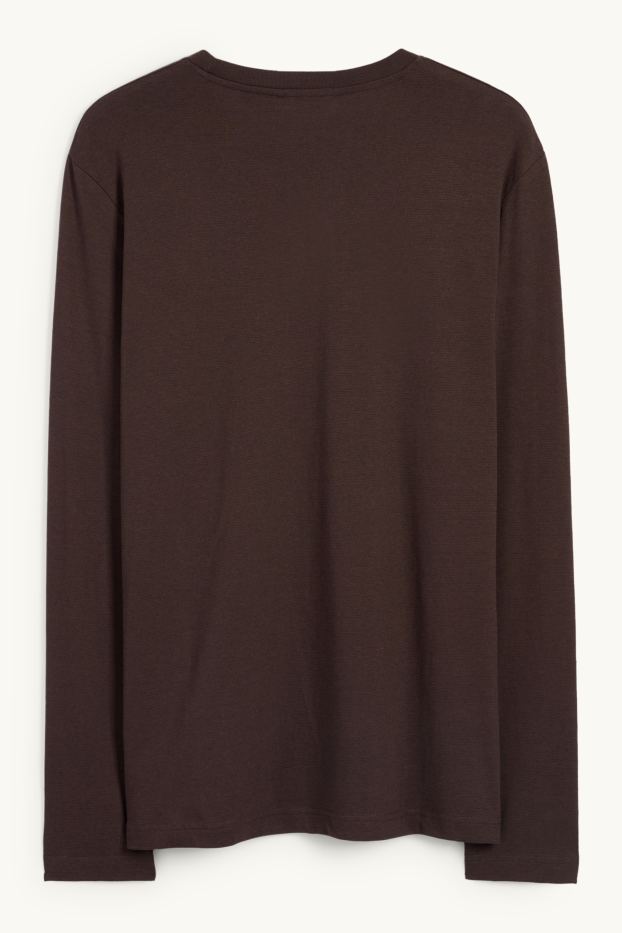 Heren - Longsleeve - donkerbruin