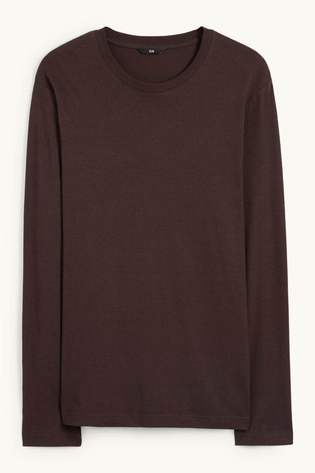 Heren - Longsleeve - donkerbruin