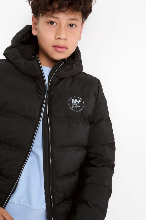 Bambini - Giacca trapuntata con cappuccio - idrorepellente - nero