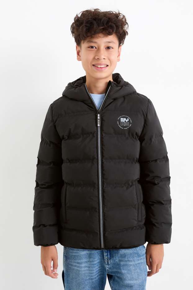 Bambini - Giacca trapuntata con cappuccio - idrorepellente - nero