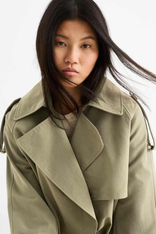 Dámské - Krátký trenčkot - zelená