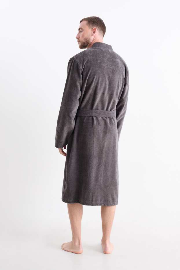 Heren - Badstof badjas - donkergrijs