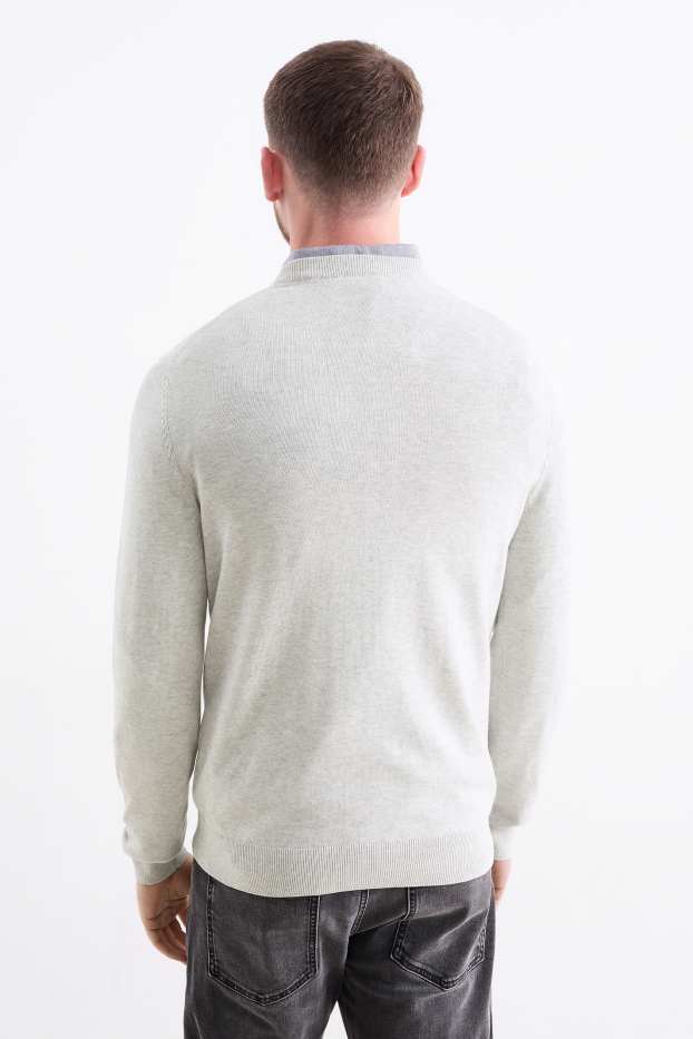 Herren - Feinstrick-Pullover - hellgrau