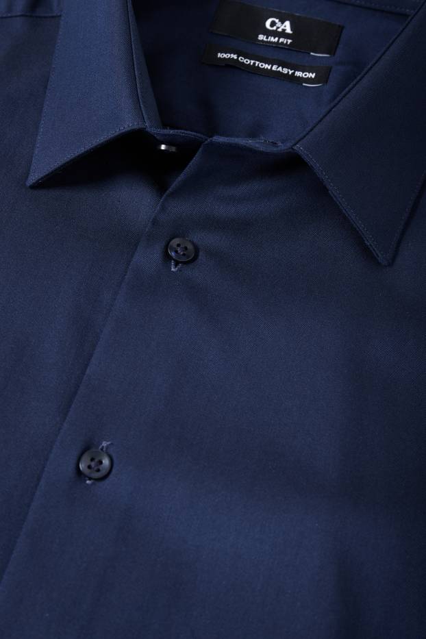Hombre - Camisa de oficina - slim fit - Kent - de planchado fácil - azul oscuro