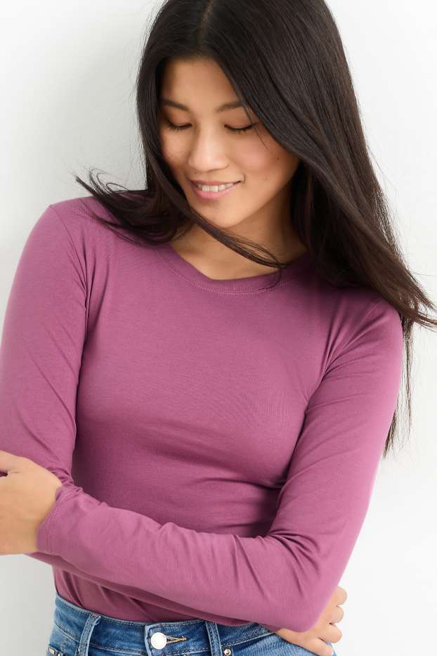 Donna - Maglia a maniche lunghe basic - viola
