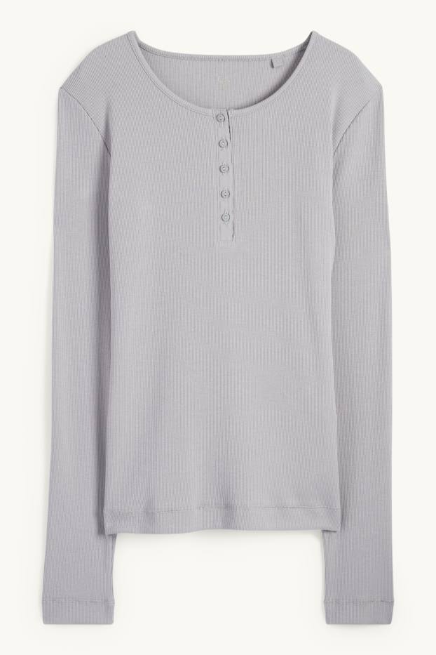 Donna - Maglia con collo serafino - grigio chiaro