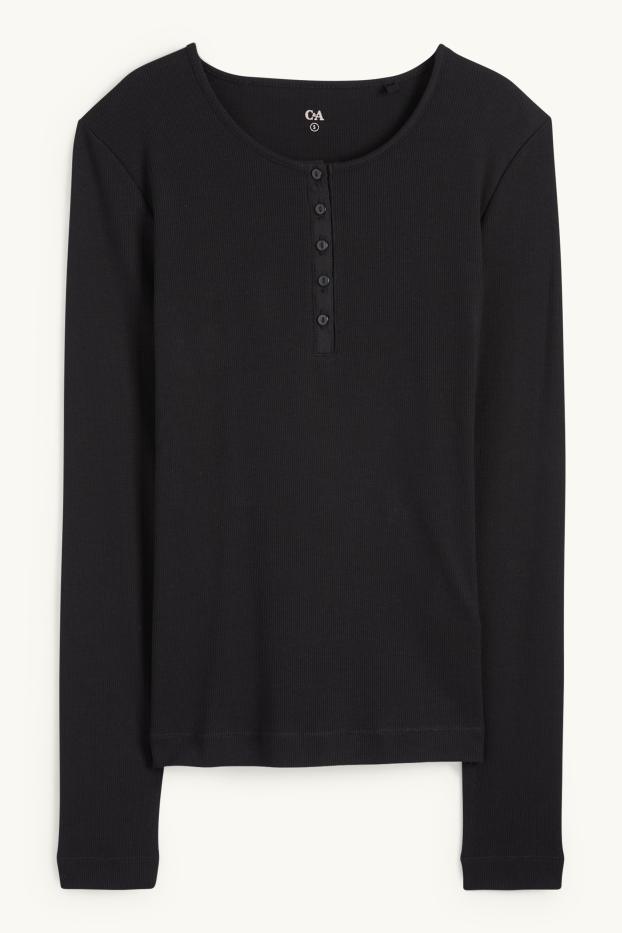 Donna - Maglia con collo serafino - nero