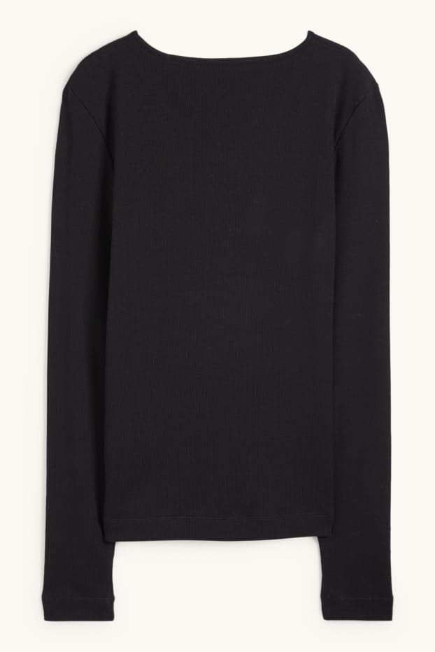 Donna - Maglia con collo serafino - nero