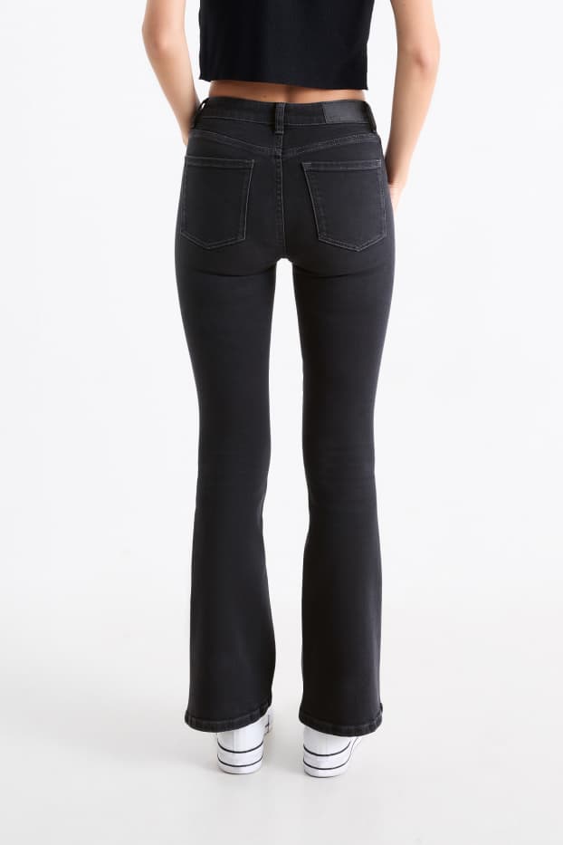 Women - Flared jeans - mid-rise waist - LYCRA® - denim-dark gray