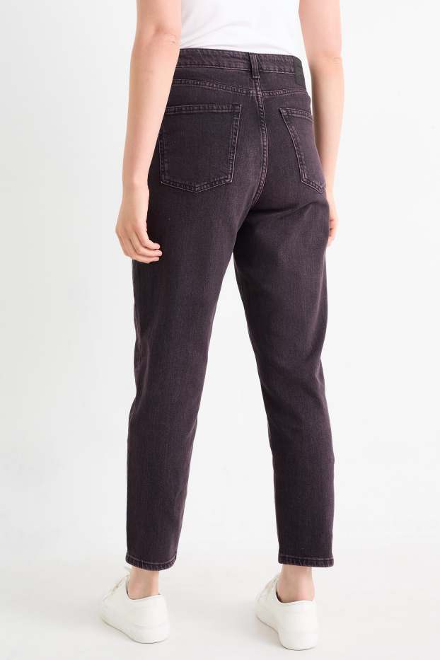 Damen - Mom Jeans - High Waist - LYCRA® - schwarz