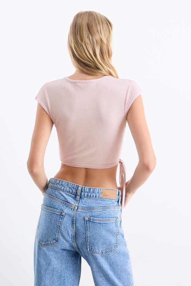 Dona - Samarreta crop de màniga curta - rosa