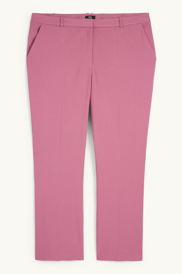 Women - Cloth trousers - mid-rise waist - straight fit - dark rose