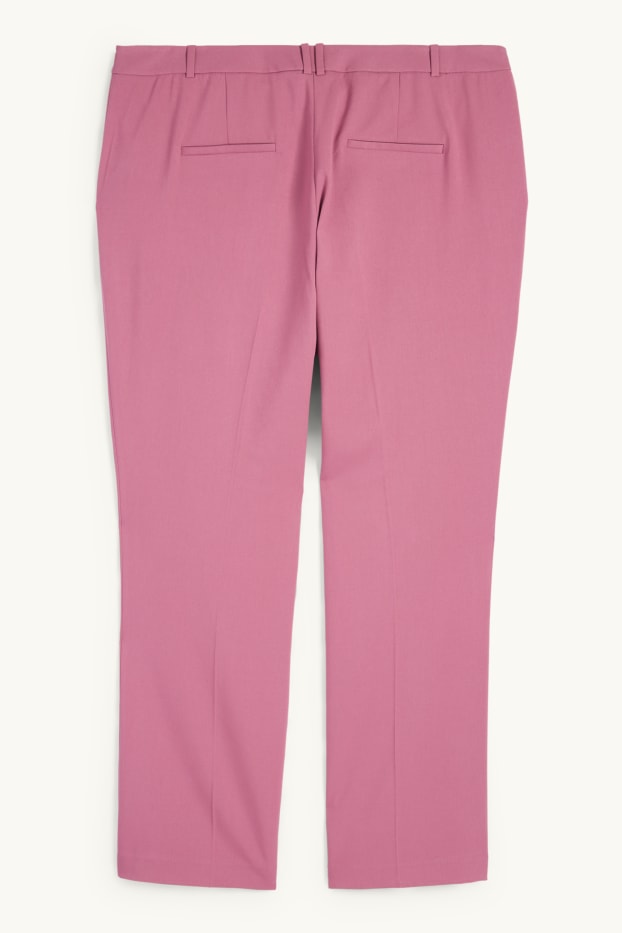 Women - Cloth trousers - mid-rise waist - straight fit - dark rose