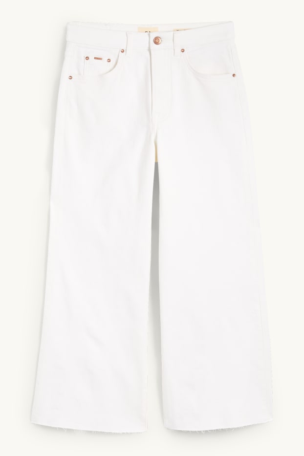 Dames - Wide leg jeans - mid waist - crème wit