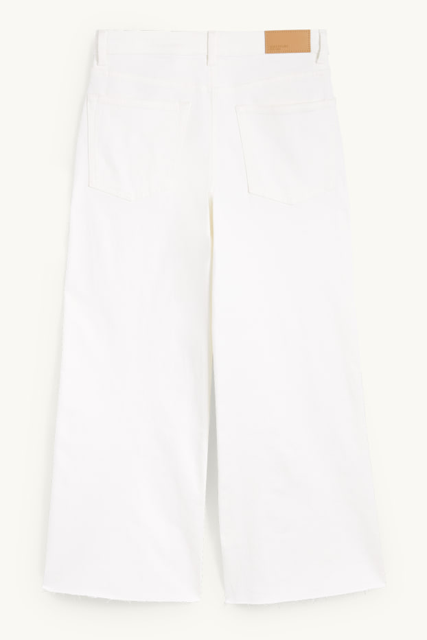 Dames - Wide leg jeans - mid waist - crème wit