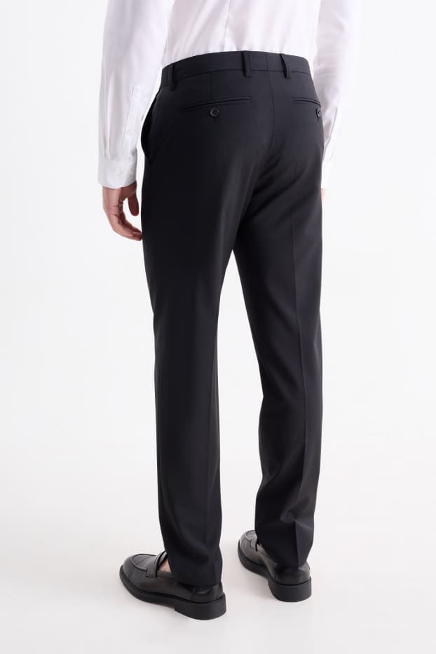 Hommes - Pantalon de costume - regular fit - Flex - laine mélangée - noir