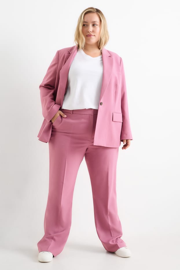 Women - Cloth trousers - mid-rise waist - straight fit - dark rose