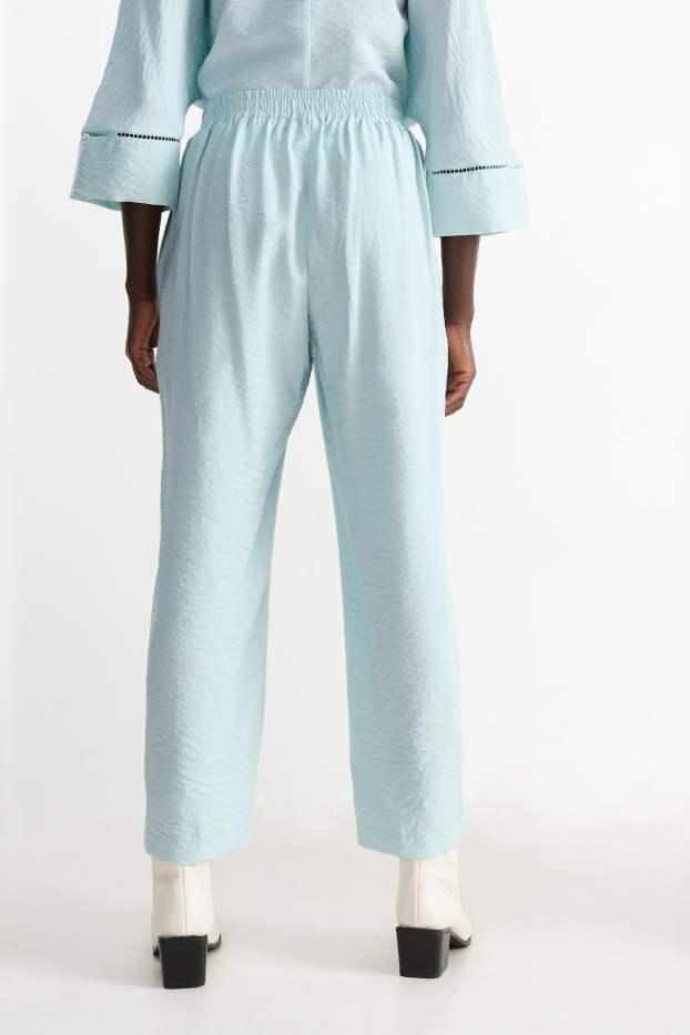 Femmes - Pantalon en toile - high waist - tapered fit - vert menthe