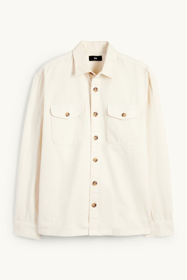 Men - Shirt - regular fit - kent collar - cremewhite