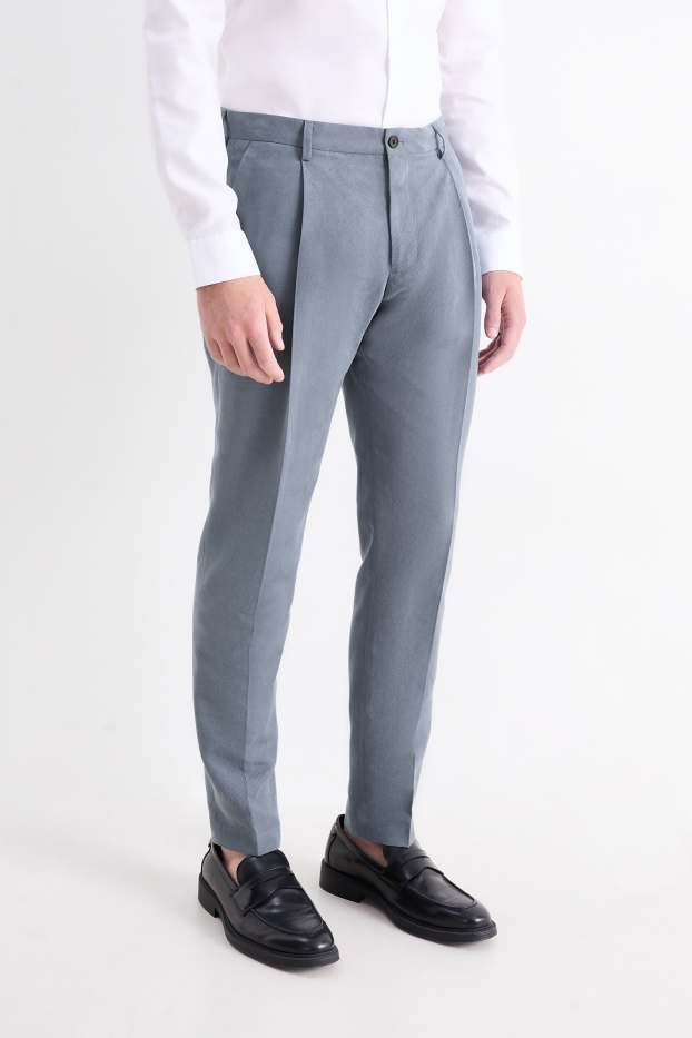 Hommes - Pantalon de costume - slim fit - texturé - bleu