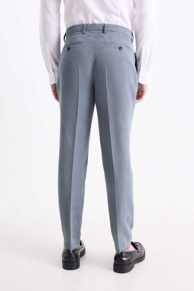 Hommes - Pantalon de costume - slim fit - texturé - bleu