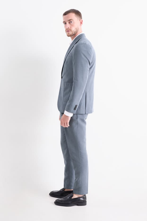 Hommes - Pantalon de costume - slim fit - texturé - bleu