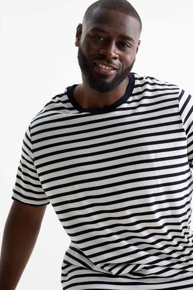 Bărbați - Tricou - cu dungi - alb / negru