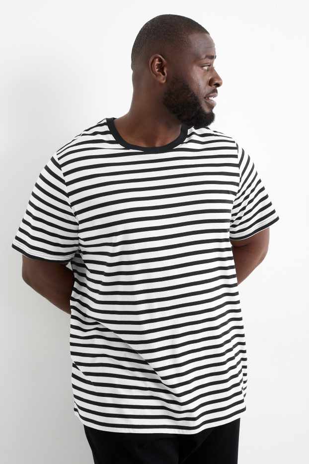 Bărbați - Tricou - cu dungi - alb / negru