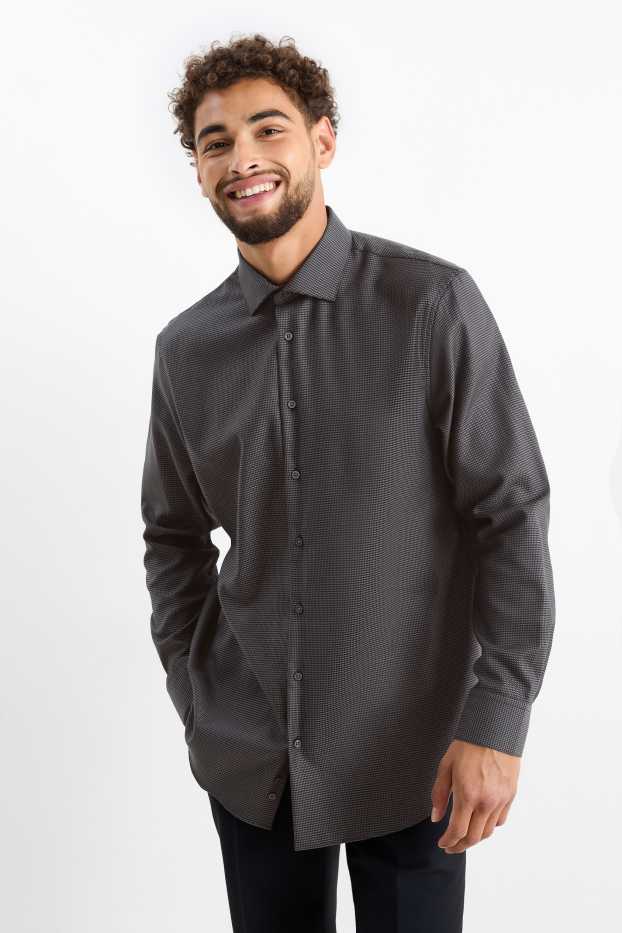 Herren - Businesshemd - Regular Fit - Cutaway - bügelfrei  - dunkelgrau