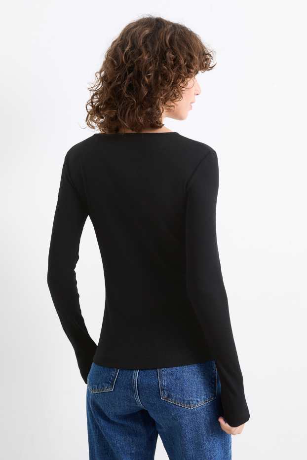 Donna - Maglia con collo serafino - nero