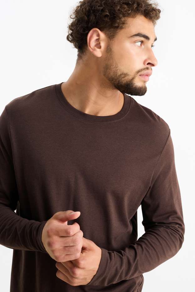 Heren - Longsleeve - donkerbruin