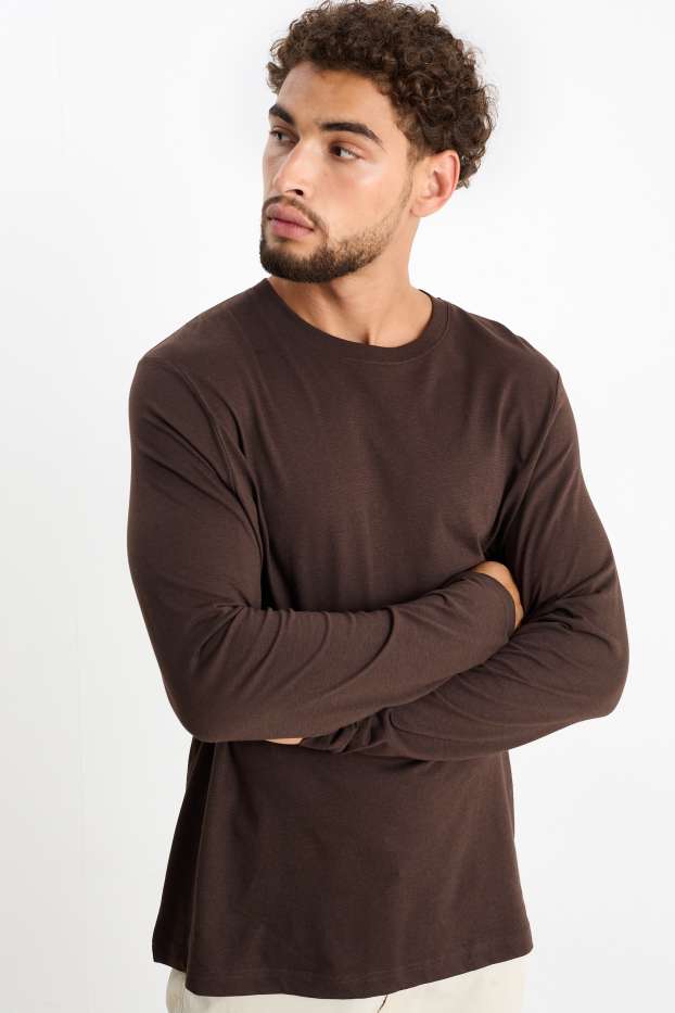 Heren - Longsleeve - donkerbruin