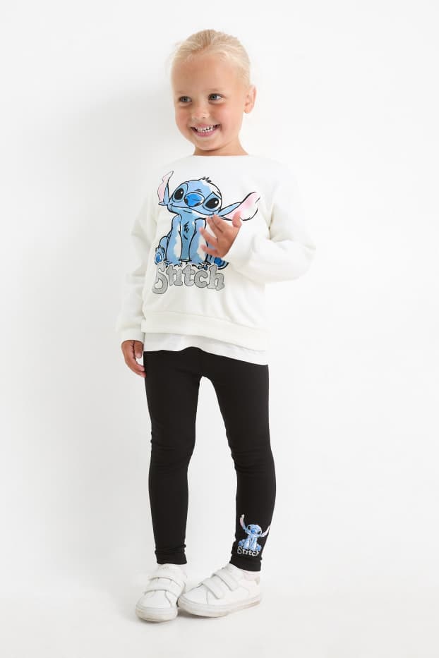 Enfants filles - Lilo & Stitch - ensemble - sweat et leggings - 2 pièces - blanc crème