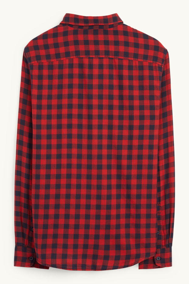 Heren - Overhemd - regular fit - kent - geruit - rood