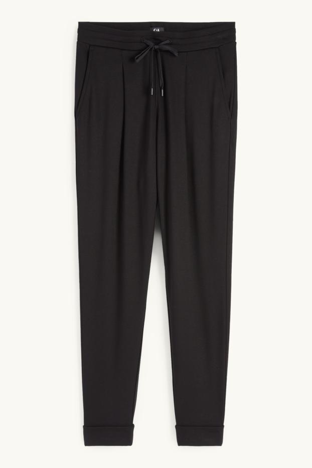 Donna - Pantaloni di jersey - vita media - tapered fit - nero