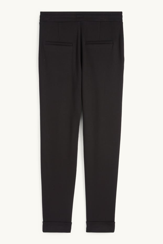 Donna - Pantaloni di jersey - vita media - tapered fit - nero