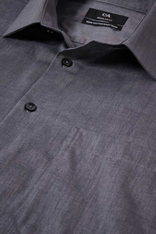 Uomo - Camicia business - regular fit - colletto all’italiana - facile da stirare - grigio scuro