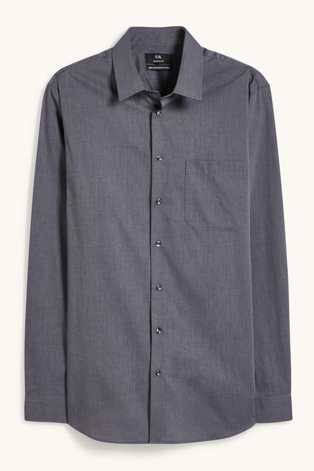 Uomo - Camicia business - regular fit - colletto all’italiana - facile da stirare - grigio scuro