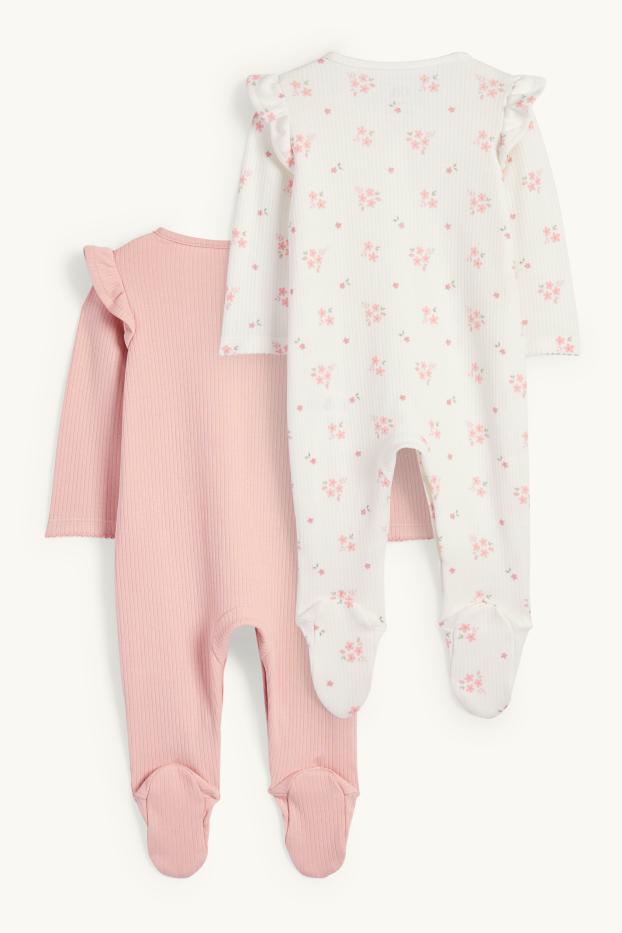 Bébés filles - Lot de 2 - petites fleurs - pyjamas bébé - rose