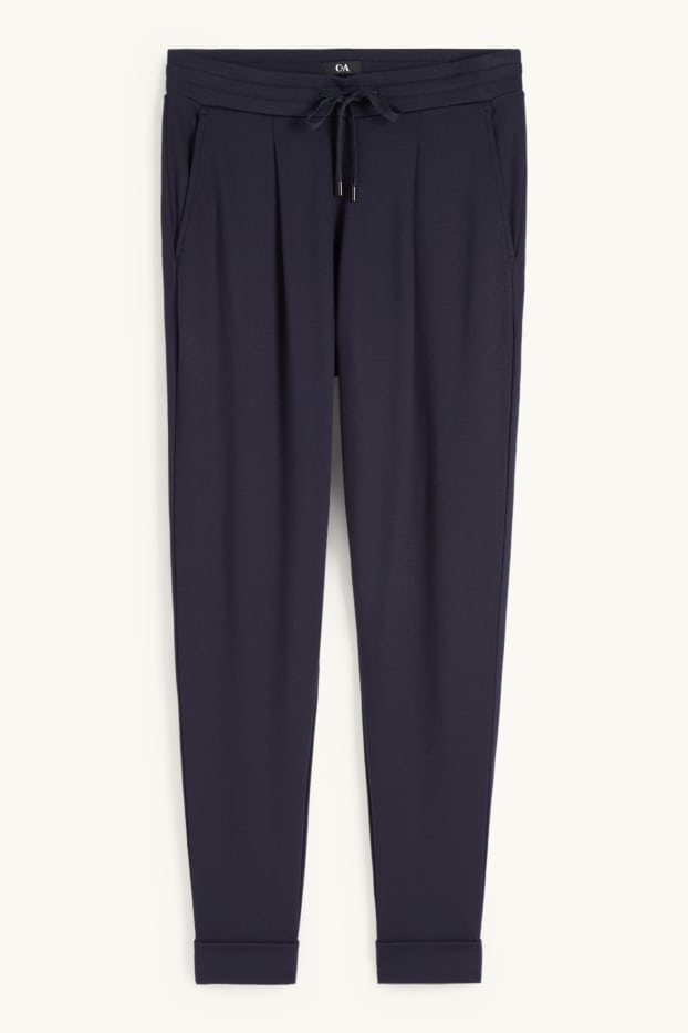 Femmes - Pantalon en jersey - mid waist - tapered fit - bleu foncé