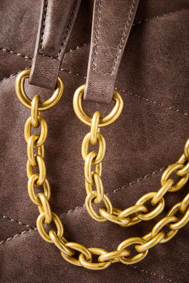 Damen - Tasche - Lederimitat - dunkelbraun