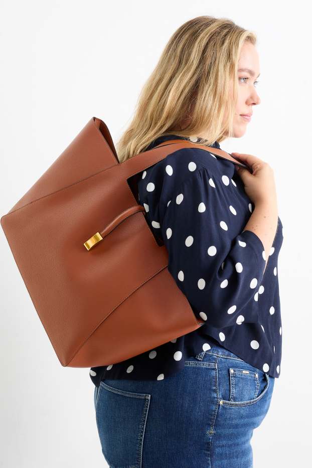 Dames - Shopper - imitatieleer - bruin