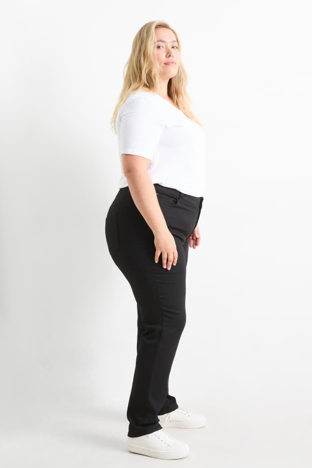 Femei - Pantaloni de stofă - talie înaltă - slim fit - negru